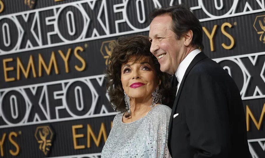 Joan Collins dazzles at 90 in a sequined gown subsequent to her younger husband