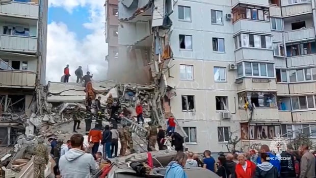 House block in Belgorod collapses following blast Russia blames on Ukraine